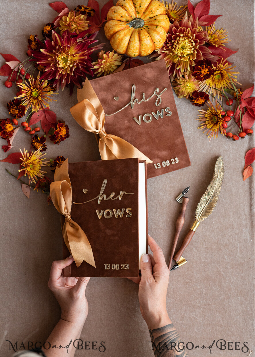 WEDDING VOWS Acrylic Clear Gold Terracotta Fall Bride and groom vow books, Burnt Orange wedding vow books set of two, Velvet rust personalized vow booklets, Golden Mirror his and her vow books, Acrylic Copper Gold custom wedding vow cases, bridal shower gift
