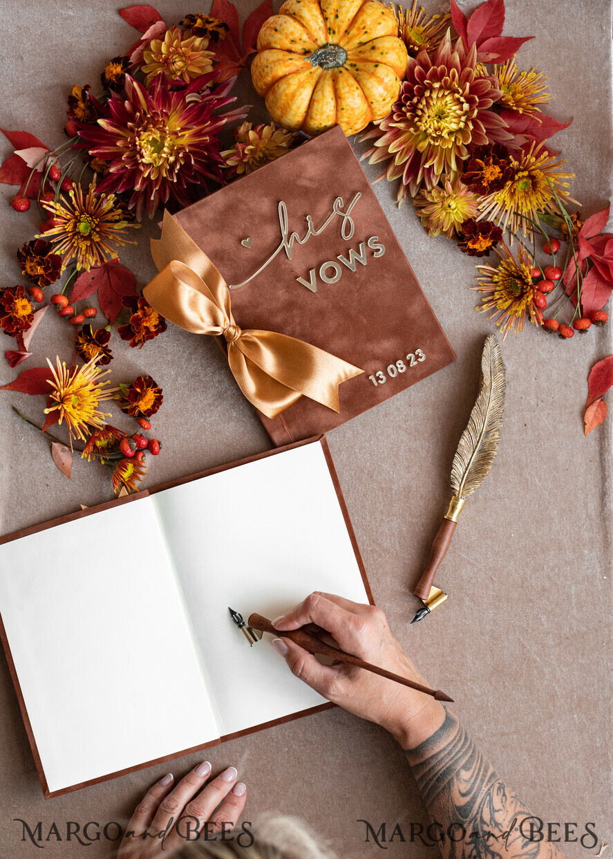 WEDDING VOWS Acrylic Clear Gold Terracotta Fall Bride and groom vow books, Burnt Orange wedding vow books set of two, Velvet rust personalized vow booklets, Golden Mirror his and her vow books, Acrylic Copper Gold custom wedding vow cases, bridal shower gift