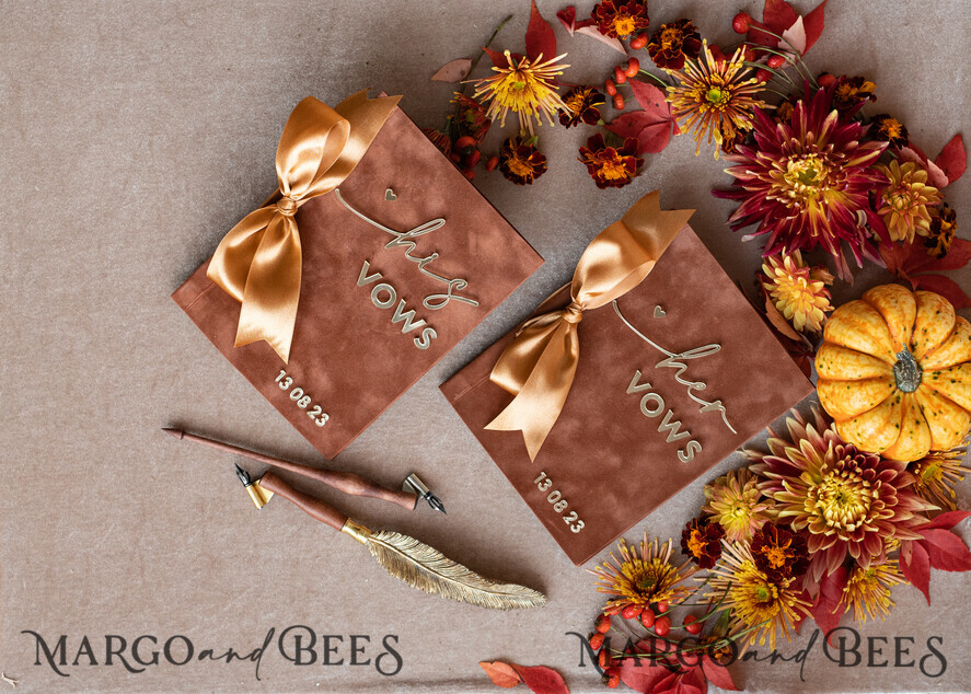 WEDDING VOWS Acrylic Clear Gold Terracotta Fall Bride and groom vow books, Burnt Orange wedding vow books set of two, Velvet rust personalized vow booklets, Golden Mirror his and her vow books, Acrylic Copper Gold custom wedding vow cases, bridal shower gift
