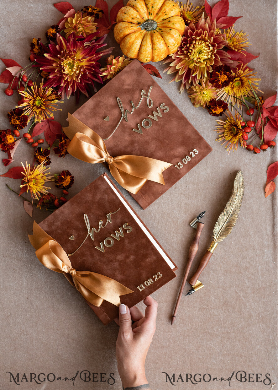 WEDDING VOWS Acrylic Clear Gold Terracotta Fall Bride and groom vow books, Burnt Orange wedding vow books set of two, Velvet rust personalized vow booklets, Golden Mirror his and her vow books, Acrylic Copper Gold custom wedding vow cases, bridal shower gift