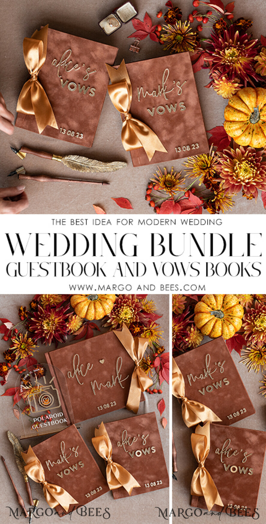 WEDDING VOWS Acrylic Clear Gold Terracotta Fall Bride and groom vow books, Burnt Orange wedding vow books set of two, Velvet rust personalized vow booklets, Golden Mirror his and her vow books, Acrylic Copper Gold custom wedding vow cases, bridal shower gift