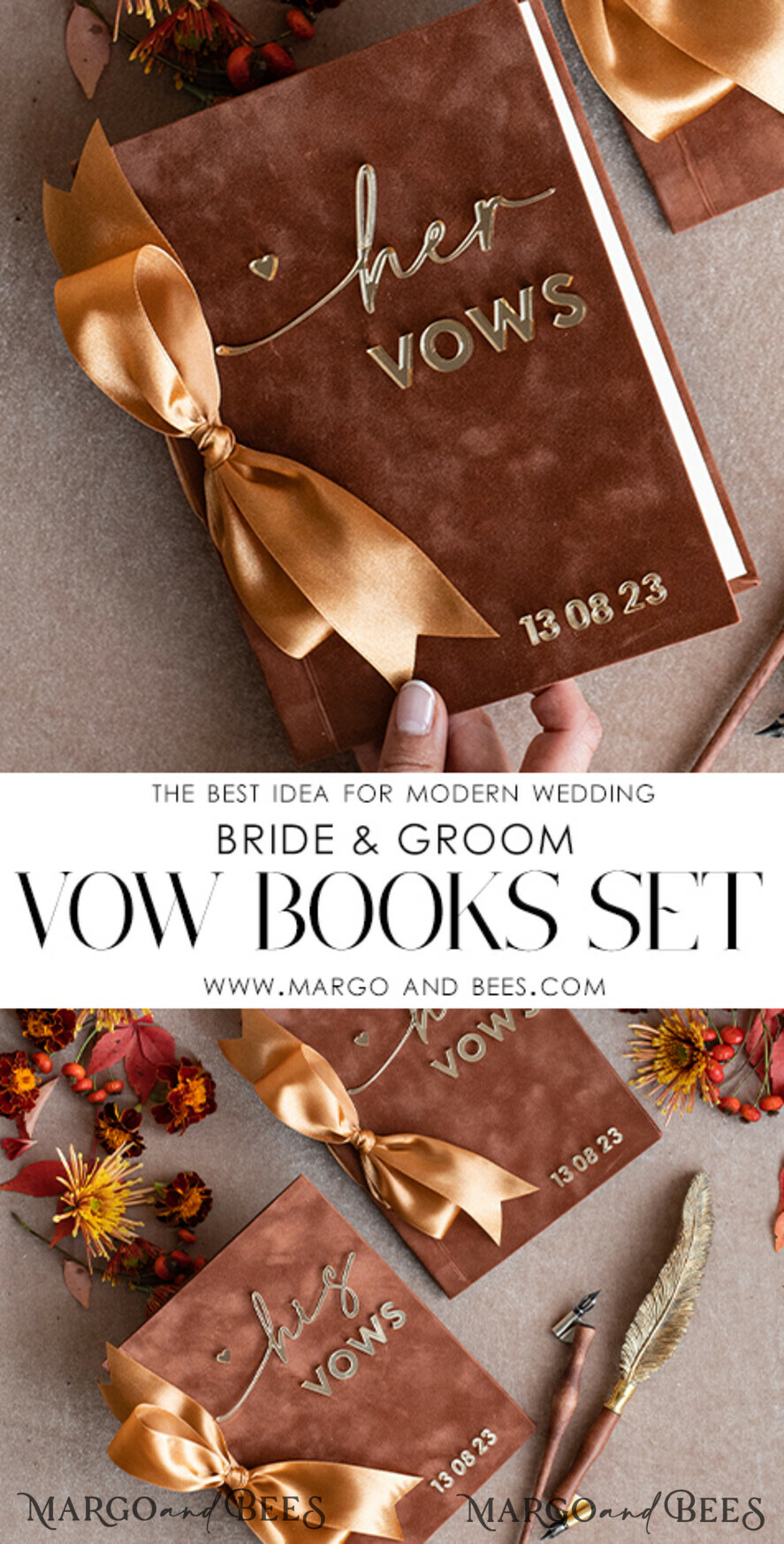 WEDDING VOWS Acrylic Clear Gold Terracotta Fall Bride and groom vow books, Burnt Orange wedding vow books set of two, Velvet rust personalized vow booklets, Golden Mirror his and her vow books, Acrylic Copper Gold custom wedding vow cases, bridal shower gift