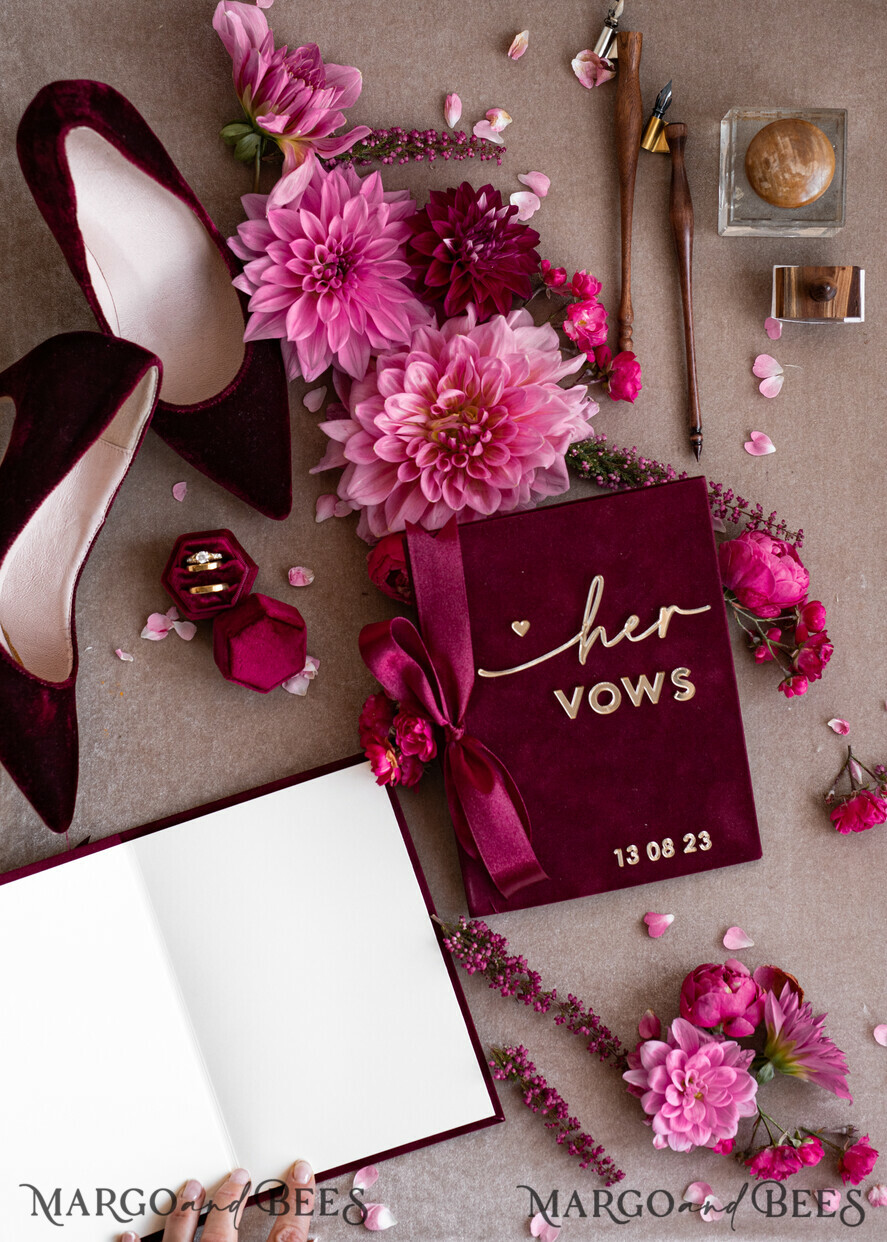 WEDDING VOWS Acrylic Clear Gold Maroon Bride and Black groom vow books, Burgundy wedding vow books set of two, Velvet Marsala personalized vow booklets, Golden Mirror his and her vow books, Acrylic Velvet Gold custom wedding vow cases, bridal shower gift