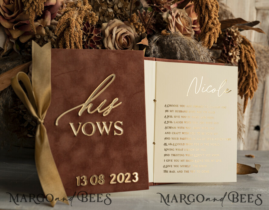 WEDDING VOWS Acrylic Clear Gold Terracotta Fall Bride and groom vow books, Burnt Orange wedding vow books set of two, Velvet rust personalized vow booklets, Golden Mirror his and her vow books, Acrylic Copper Gold custom wedding vow cases, bridal shower gift