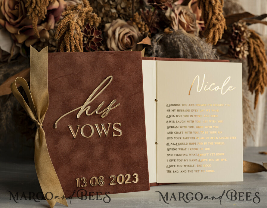 WEDDING VOWS Acrylic Clear Gold Terracotta Fall Bride and groom vow books, Burnt Orange wedding vow books set of two, Velvet rust personalized vow booklets, Golden Mirror his and her vow books, Acrylic Copper Gold custom wedding vow cases, bridal shower gift