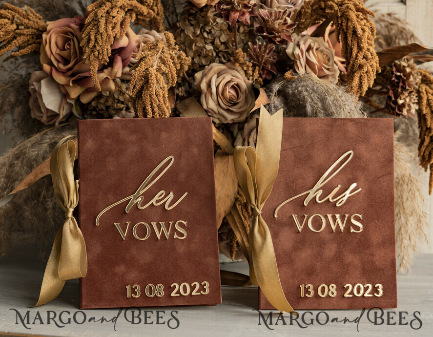 WEDDING VOWS Acrylic Clear Gold Terracotta Fall Bride and groom vow books, Burnt Orange wedding vow books set of two, Velvet rust personalized vow booklets, Golden Mirror his and her vow books, Acrylic Copper Gold custom wedding vow cases, bridal shower gift