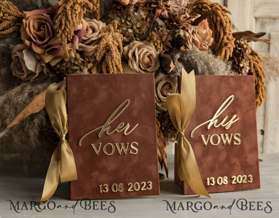 WEDDING VOWS Acrylic Clear Gold Terracotta Fall Bride and groom vow books, Burnt Orange wedding vow books set of two, Velvet rust personalized vow booklets, Golden Mirror his and her vow books, Acrylic Copper Gold custom wedding vow cases, bridal shower gift