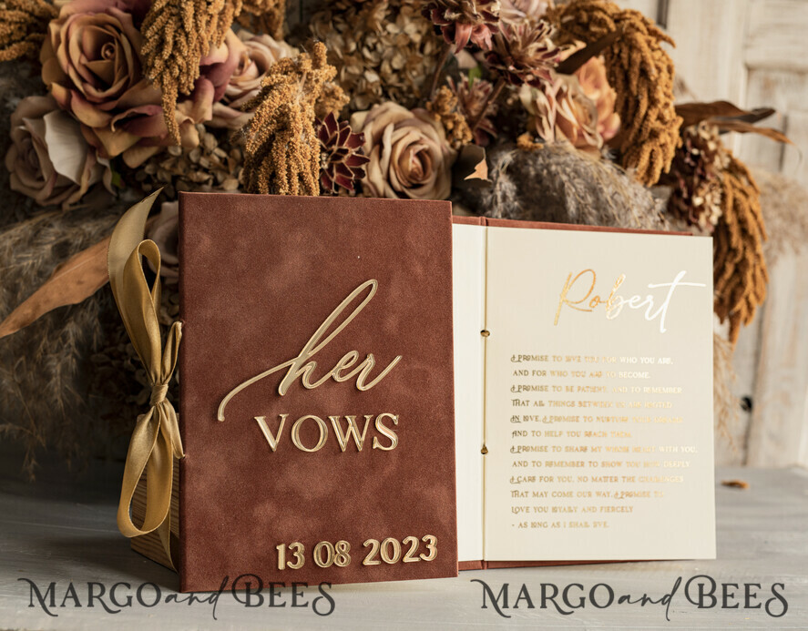 WEDDING VOWS Acrylic Clear Gold Terracotta Fall Bride and groom vow books, Burnt Orange wedding vow books set of two, Velvet rust personalized vow booklets, Golden Mirror his and her vow books, Acrylic Copper Gold custom wedding vow cases, bridal shower gift
