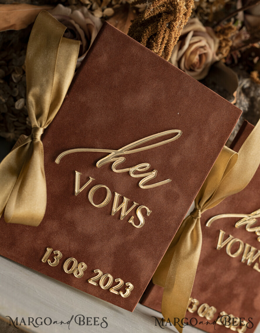 WEDDING VOWS Acrylic Clear Gold Terracotta Fall Bride and groom vow books, Burnt Orange wedding vow books set of two, Velvet rust personalized vow booklets, Golden Mirror his and her vow books, Acrylic Copper Gold custom wedding vow cases, bridal shower gift