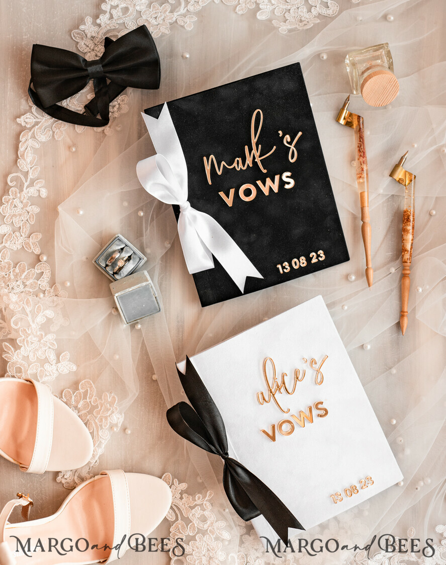 WEDDING VOWS Acrylic Clear Gold Elegant Classic Bride and groom vow books, Black White Gold wedding vow books set of two, Velvet personalized vow booklets, Golden Mirror his and her vow books, Acrylic His Hers Gold custom wedding vow cases, bridal shower gift