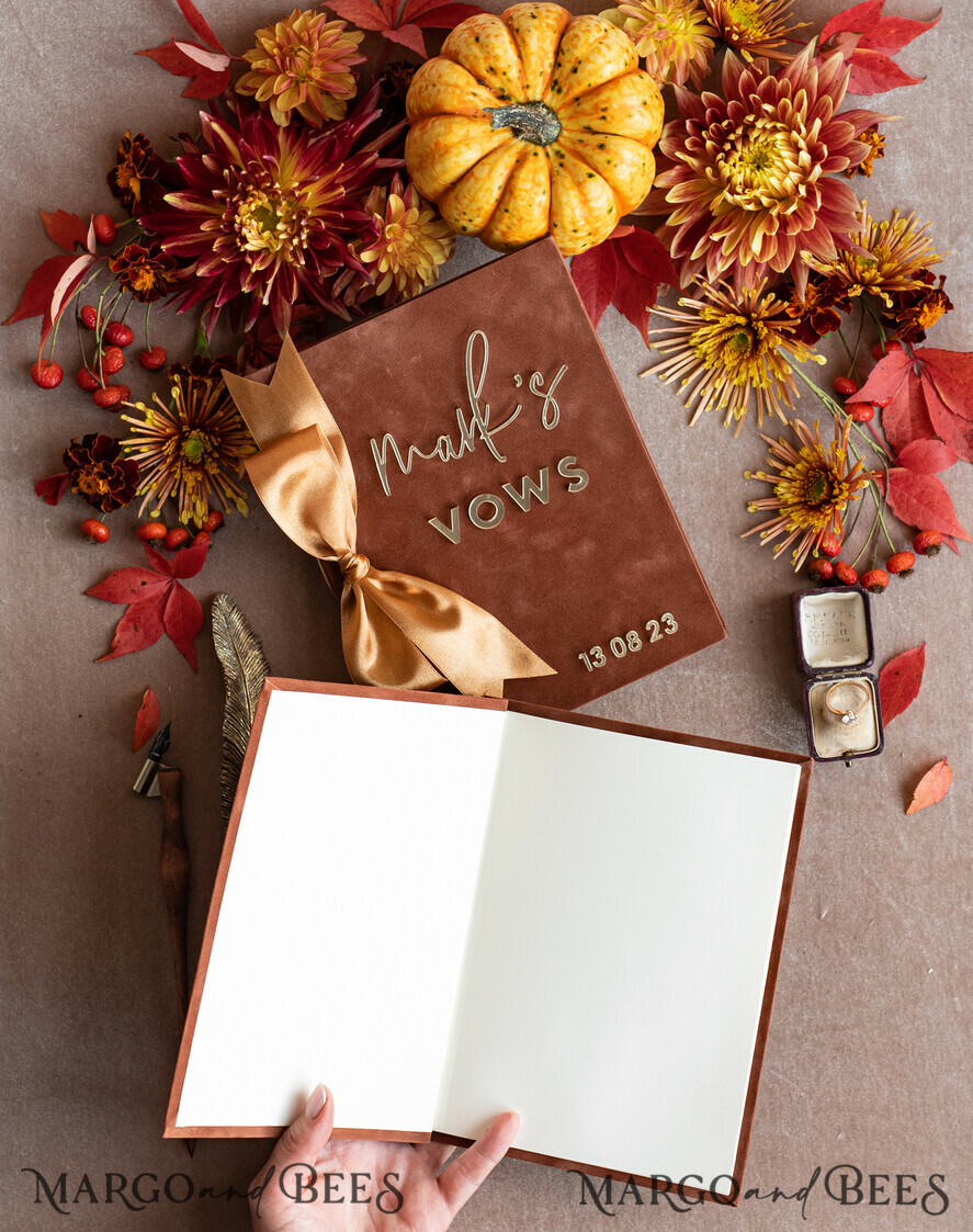 WEDDING VOWS Acrylic Clear Gold Terracotta Fall Bride and groom vow books, Burnt Orange wedding vow books set of two, Velvet rust personalized vow booklets, Golden Mirror his and her vow books, Acrylic Copper Gold custom wedding vow cases, bridal shower gift