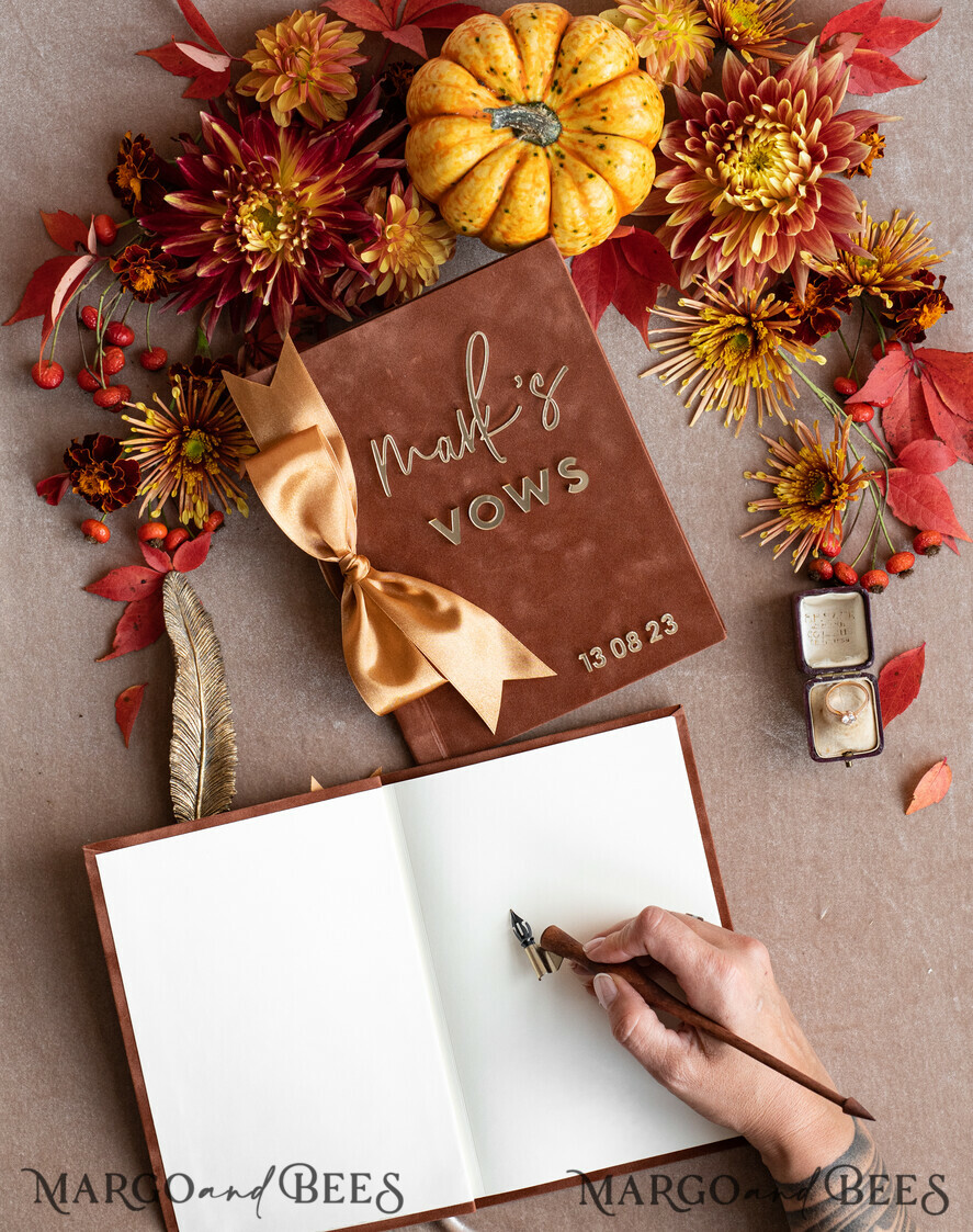 WEDDING VOWS Acrylic Clear Gold Terracotta Fall Bride and groom vow books, Burnt Orange wedding vow books set of two, Velvet rust personalized vow booklets, Golden Mirror his and her vow books, Acrylic Copper Gold custom wedding vow cases, bridal shower gift