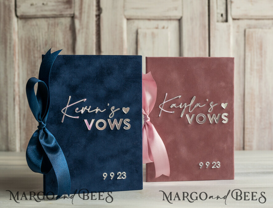 WEDDING VOWS Acrylic Clear Gold Bride and groom vow books, navy blue and blush wedding vow books, personalized vow booklets, his and her vow books, custom wedding vow cases, bridal shower gift