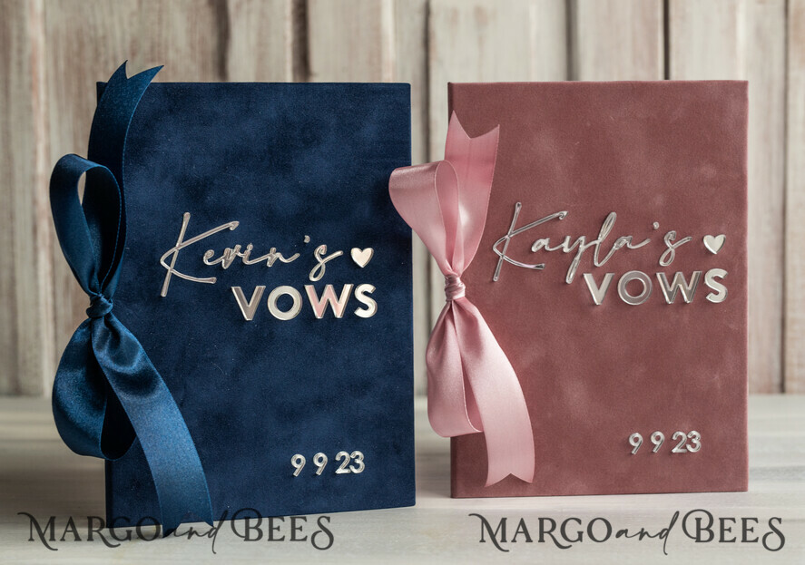 WEDDING VOWS Acrylic Clear Gold Bride and groom vow books, navy blue and blush wedding vow books, personalized vow booklets, his and her vow books, custom wedding vow cases, bridal shower gift
