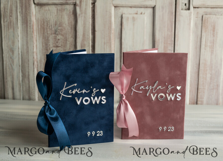 WEDDING VOWS Acrylic Clear Gold Bride and groom vow books, navy blue and blush wedding vow books, personalized vow booklets, his and her vow books, custom wedding vow cases, bridal shower gift
