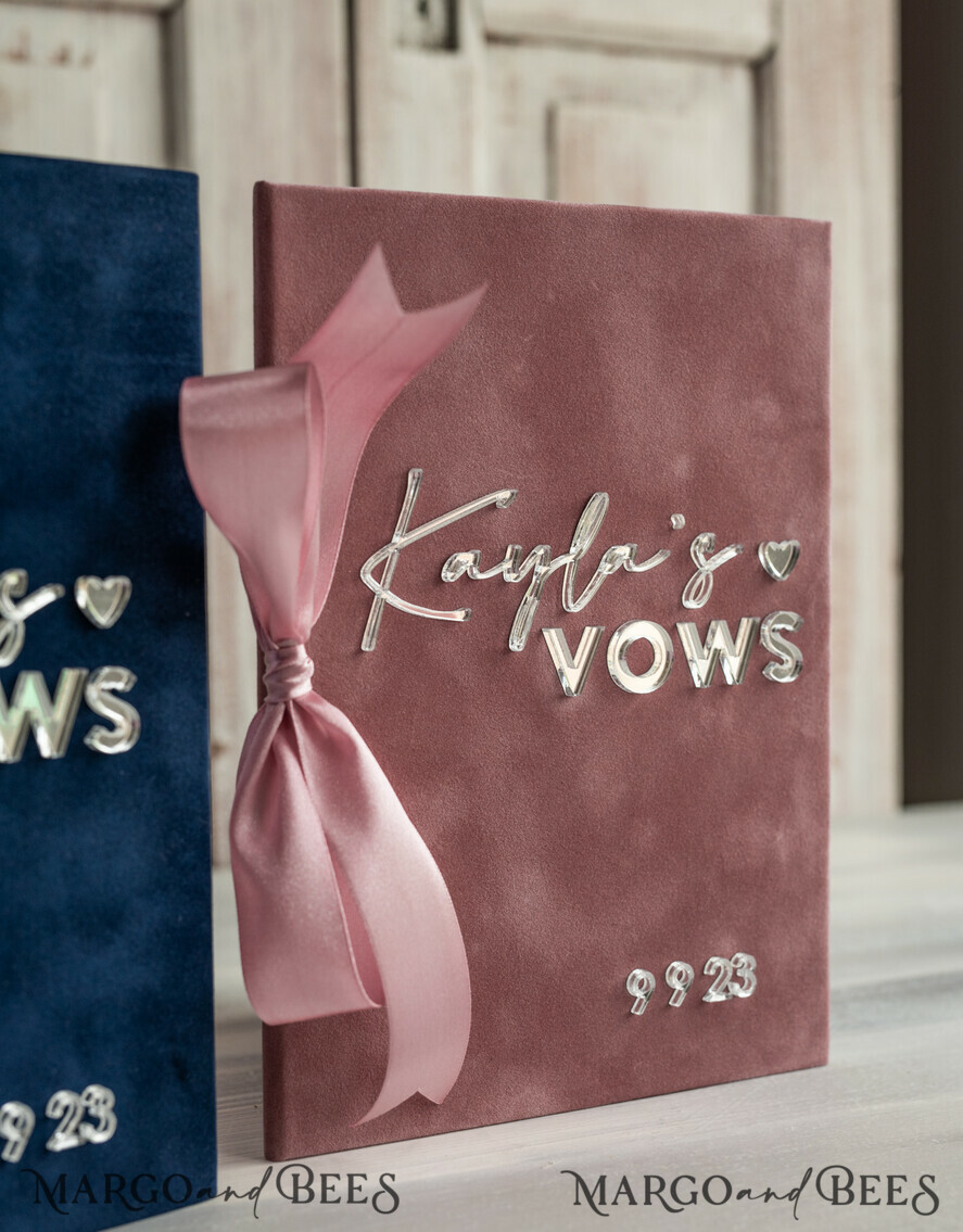 WEDDING VOWS Acrylic Clear Gold Bride and groom vow books, navy blue and blush wedding vow books, personalized vow booklets, his and her vow books, custom wedding vow cases, bridal shower gift