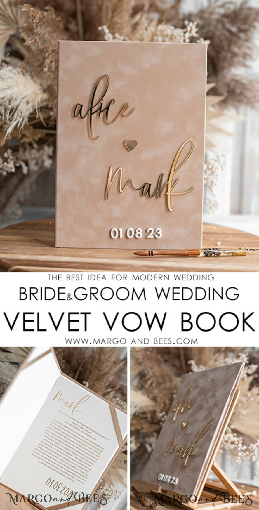 WEDDING VOWS Acrylic Clear Gold Bride and groom vow books, wedding vow books, personalized vow booklets, his and her vow books, custom wedding vow cases, bridal shower gift
