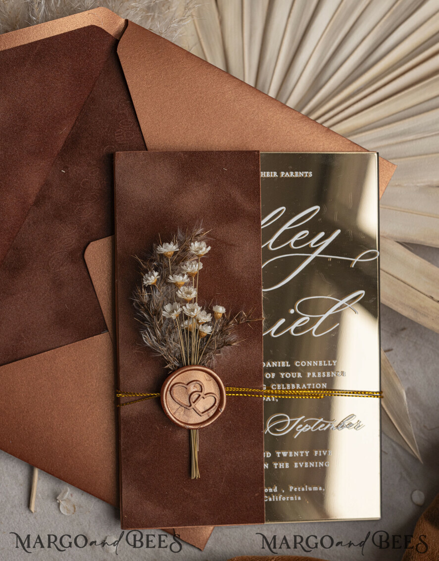 SAMPLING SERVICE samples Sample, bespoke sample set Fall Mirror gold Wedding Invitations, Elegant Terracotta Wedding Cards, Burnt orange Acrylic Wedding Invites, Mirror Gold Plexi Wedding Invitation Suite