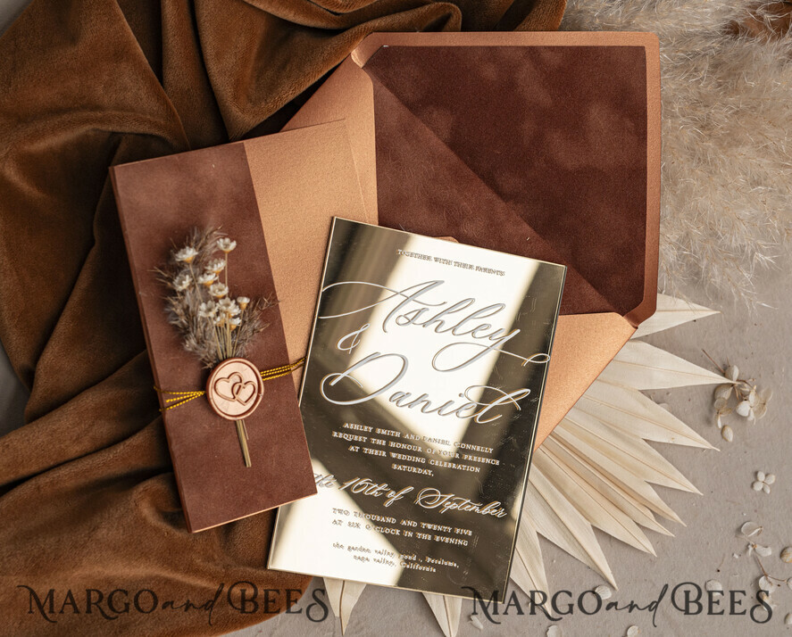 SAMPLING SERVICE samples Sample, bespoke sample set Fall Mirror gold Wedding Invitations, Elegant Terracotta Wedding Cards, Burnt orange Acrylic Wedding Invites, Mirror Gold Plexi Wedding Invitation Suite