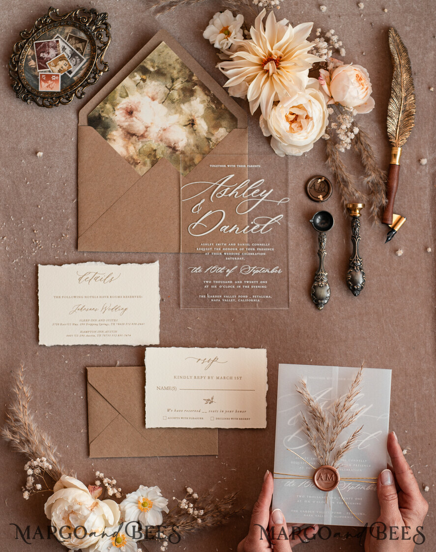 SAMPLING SERVICE samples Ivory Eco wedding Invitation Sample, handmade sample set, Boho Pampas wedding invitation samples, Acrylic invites sample set