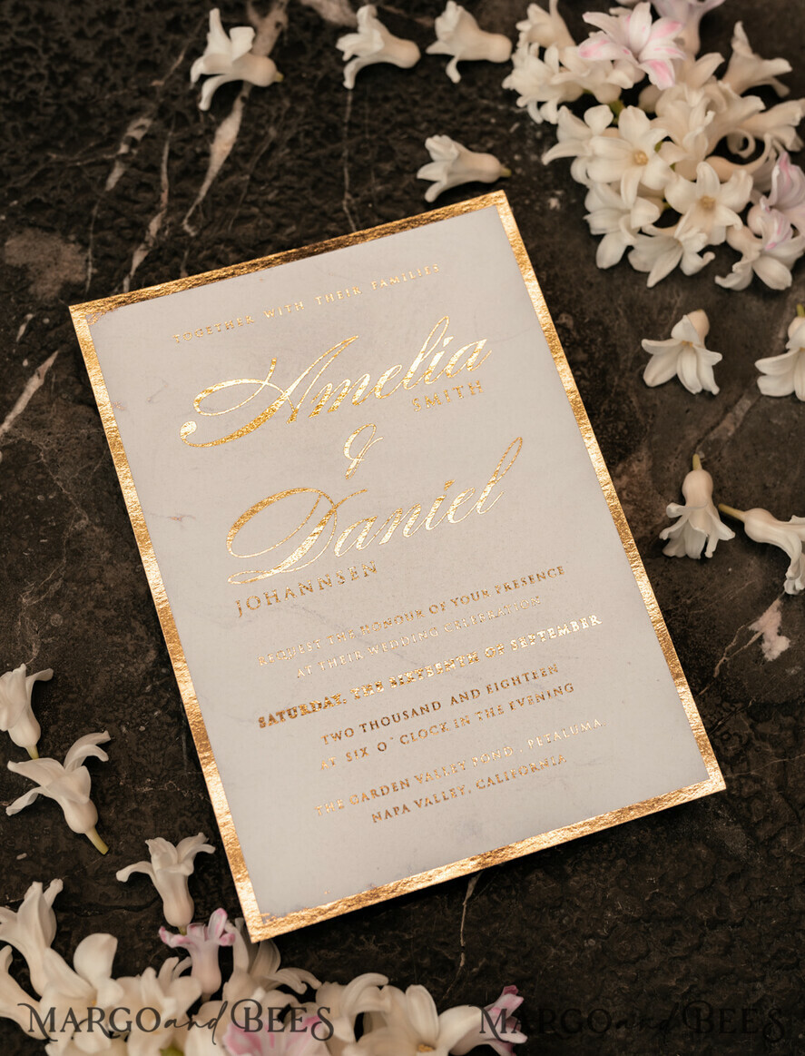 SAMPLING SERVICE samples Gold Marble wedding Invitation Sample, luxury handmade sample set, Gold Foil wedding invitation, pocket marble gold invites sample set