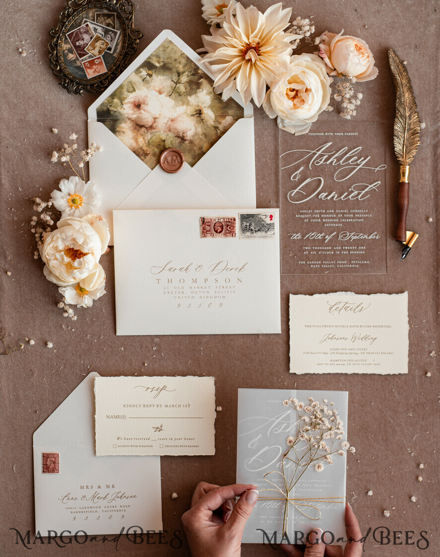 SAMPLING SERVICE samples Rustic wedding Invitation Sample, handmade sample set, Acrylic wedding invitation sample set, Baby Breath invites sample set, clear acryl invites samples