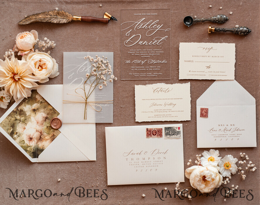 SAMPLING SERVICE samples Rustic wedding Invitation Sample, handmade sample set, Acrylic wedding invitation sample set, Baby Breath invites sample set, clear acryl invites samples