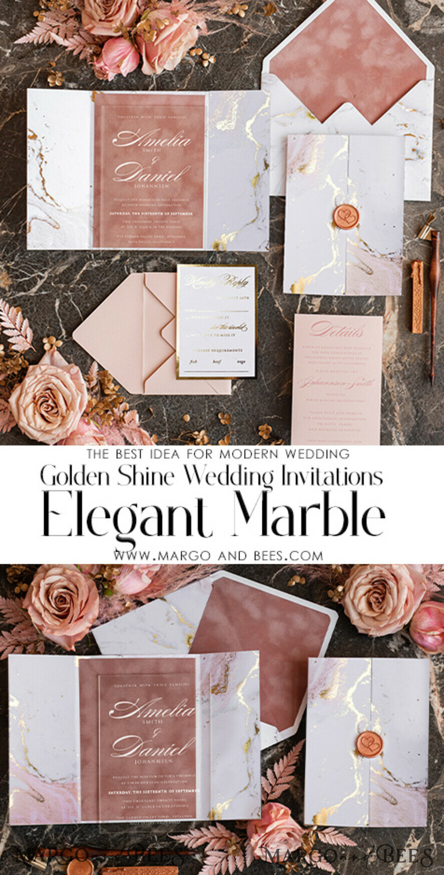 SAMPLING SERVICE samples Gold Marble wedding Invitation Sample, handmade sample set, Dusty Rose Velvet wedding invitation sample, white and gold acrylic invites sample set