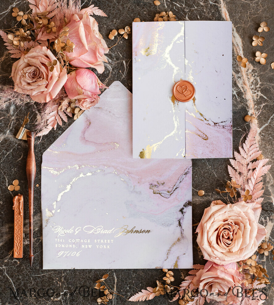 SAMPLING SERVICE samples Gold Marble wedding Invitation Sample, handmade sample set, Dusty Rose Velvet wedding invitation sample, white and gold acrylic invites sample set