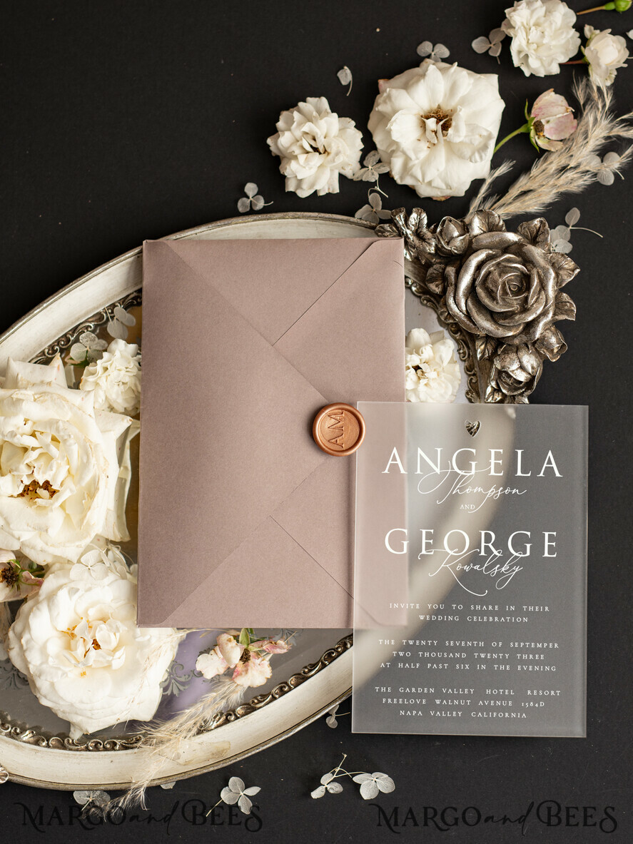 SAMPLING SERVICE samples Ivory Beige wedding Invitation Sample, Cappuccino handmade sample set, Beige Velvet and Gold Foil wedding invitation, frosted acryl invites sample set