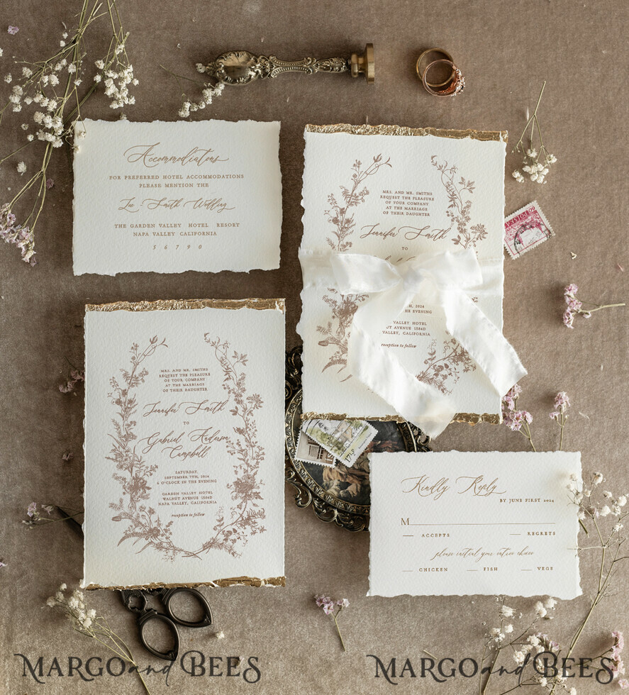 SAMPLING SERVICE samples Ivory Beige Floral wedding Invitation Sample, handmade sample set, Fine Art floral wedding invitation, Wildflower invites sample set