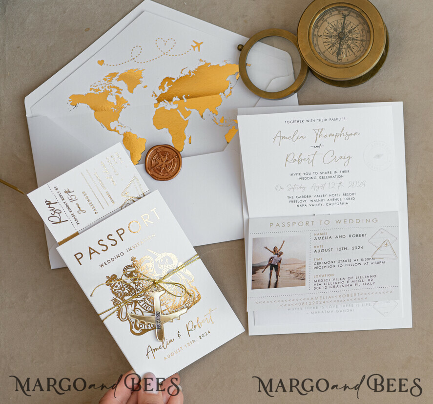 SAMPLING SERVICE samples Sample, bespoke sample set White Golden Passport Wedding Invitation, Golden Plane Wedding Cards Boarding Pass, Travel Passport Wedding Invitations Abroad, Destination Wedding Invites, Travel Map Wedding Stationary, boarding pass invitations