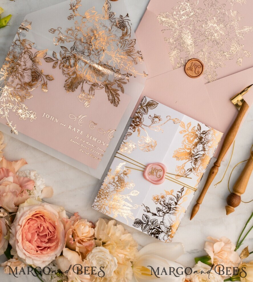SAMPLING SERVICE samples Gold Arabic wedding Invitation Sample, handmade sample set, Pink Floral wedding invitation samples, romantic wedding invites sample set