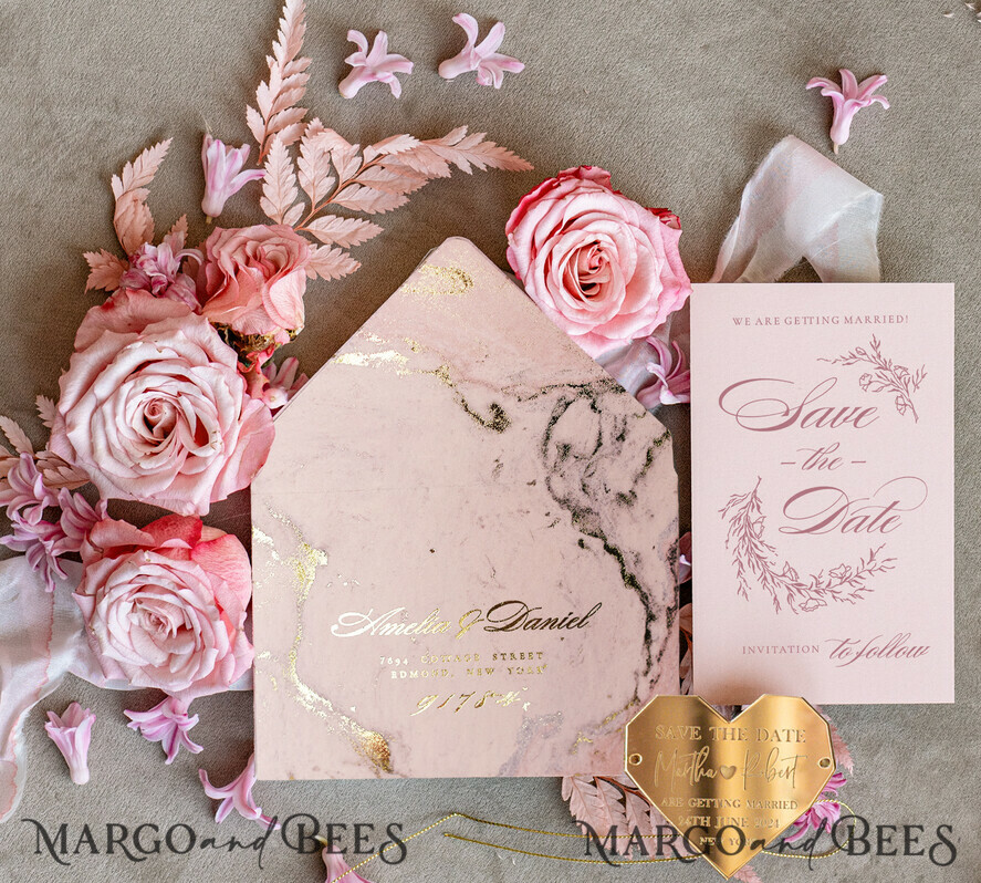 SAVE THE DATES acrylic gold magnets Luxury Save the Date card, Gold Heart Acrylic Magnet and blush pink card, Save the Date Heart Acrylic Magnet, Gold Elegant Wedding Save The Dates