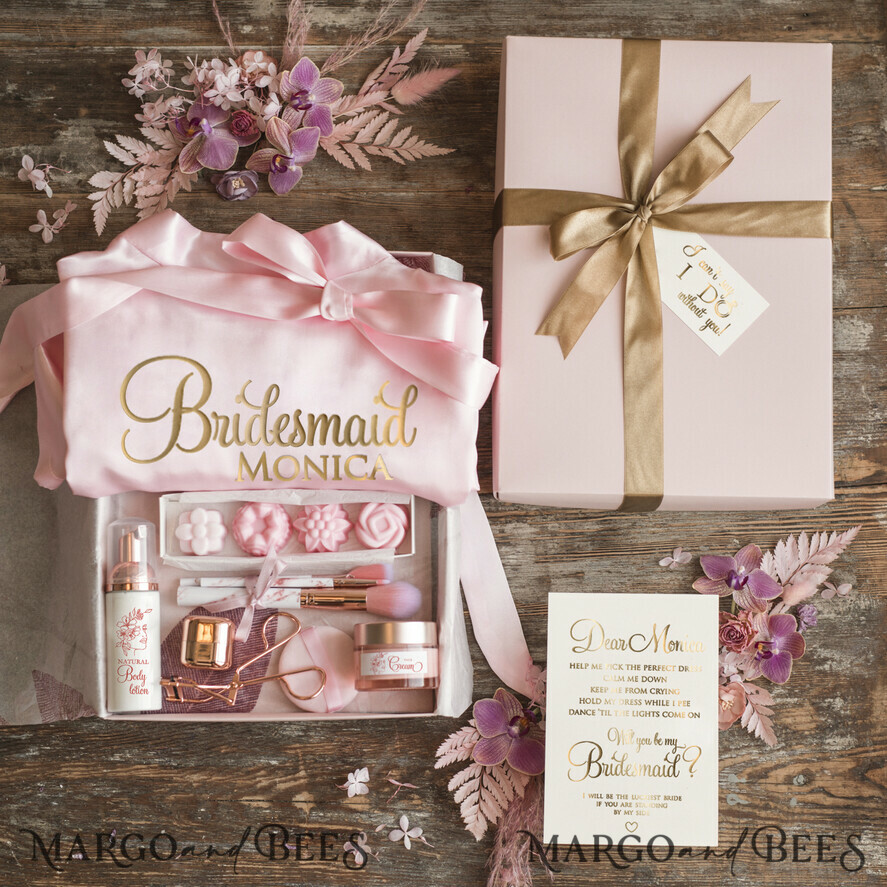 BRIDESMAID/BEST MAN BOX WILL YOU BE MY BRIDESMAID Natural cosmetic Bridesmaid Set, Maid of Honor Proposal natural Present, Spa Day Box