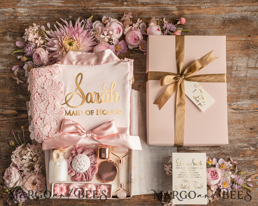 BRIDESMAID/BEST MAN BOX WILL YOU BE MY BRIDESMAID Maid Of Honor Wedding Present Box, Satin Robe Bridesmaid Proposal, natural set for wedding