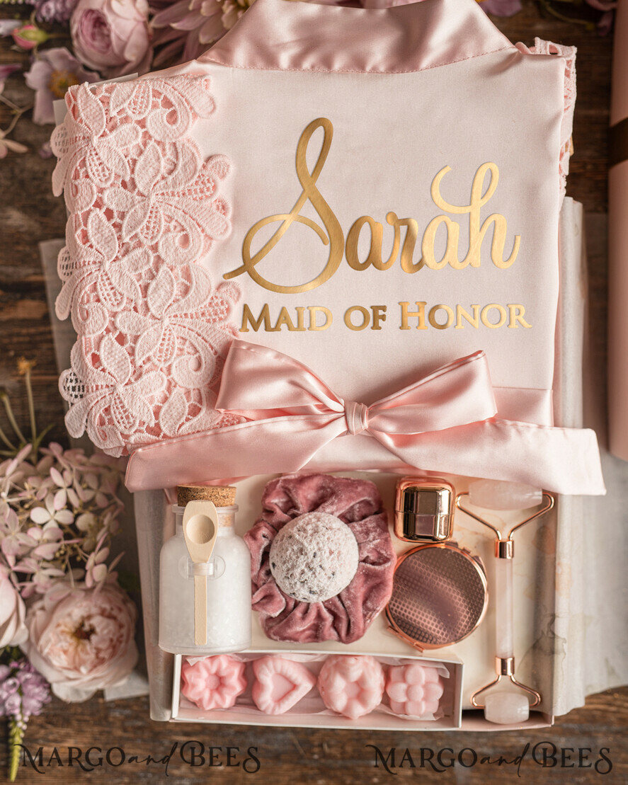 BRIDESMAID/BEST MAN BOX WILL YOU BE MY BRIDESMAID Maid Of Honor Wedding Present Box, Satin Robe Bridesmaid Proposal, natural set for wedding