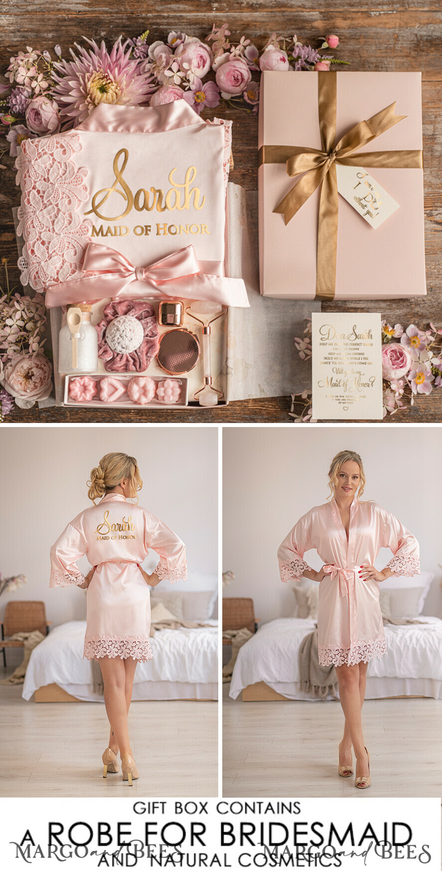 BRIDESMAID/BEST MAN BOX WILL YOU BE MY BRIDESMAID Maid Of Honor Wedding Present Box, Satin Robe Bridesmaid Proposal, natural set for wedding