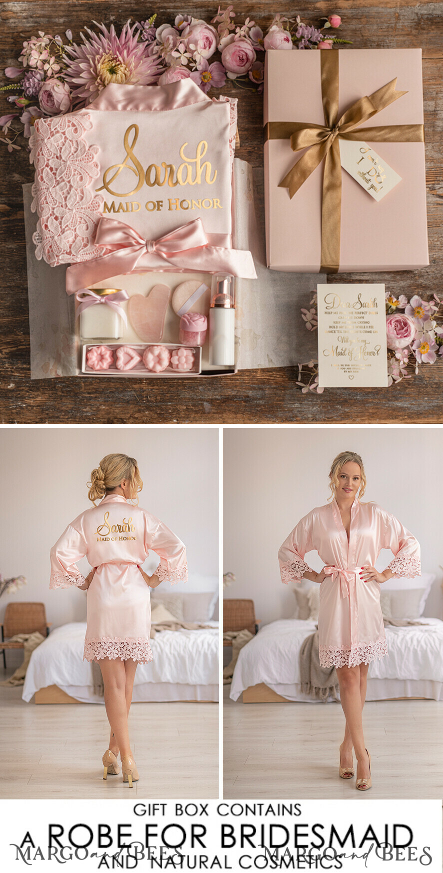 BRIDESMAID/BEST MAN BOX WILL YOU BE MY BRIDESMAID Maid Of Honor Wedding Present Box, Satin Robe Bridesmaid Proposal, natural set for wedding