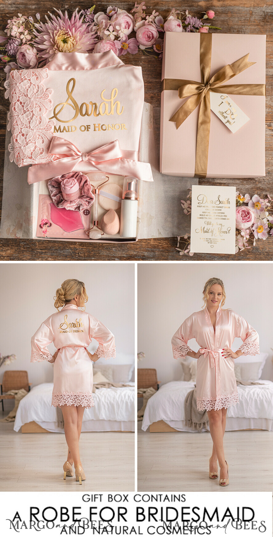 BRIDESMAID/BEST MAN BOX WILL YOU BE MY BRIDESMAID Maid Of Honor Wedding Present Box, Satin Robe Bridesmaid Proposal, natural set for wedding