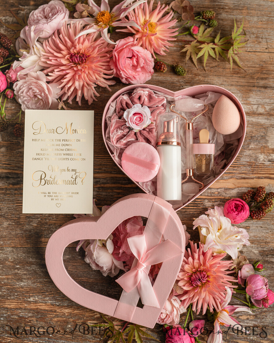 BRIDESMAID/BEST MAN BOX WILL YOU BE MY BRIDESMAID Bridesmaid Proposal Box Heart Jade Gua SHA Stone, Will You Be My Bridesmaid Gift Spa set