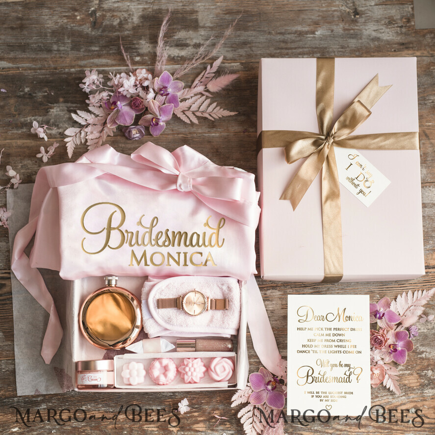 BRIDESMAID/BEST MAN BOX WILL YOU BE MY BRIDESMAID Bridesmaid Proposal Luxury Box, Personalized Proposal Bridesmaid Robe, Watch and Hip Flash set