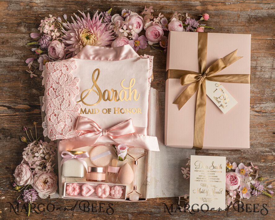 BRIDESMAID/BEST MAN BOX WILL YOU BE MY BRIDESMAID Maid Of Honor Wedding Present Box, Satin Robe Bridesmaid Proposal, natural set for wedding