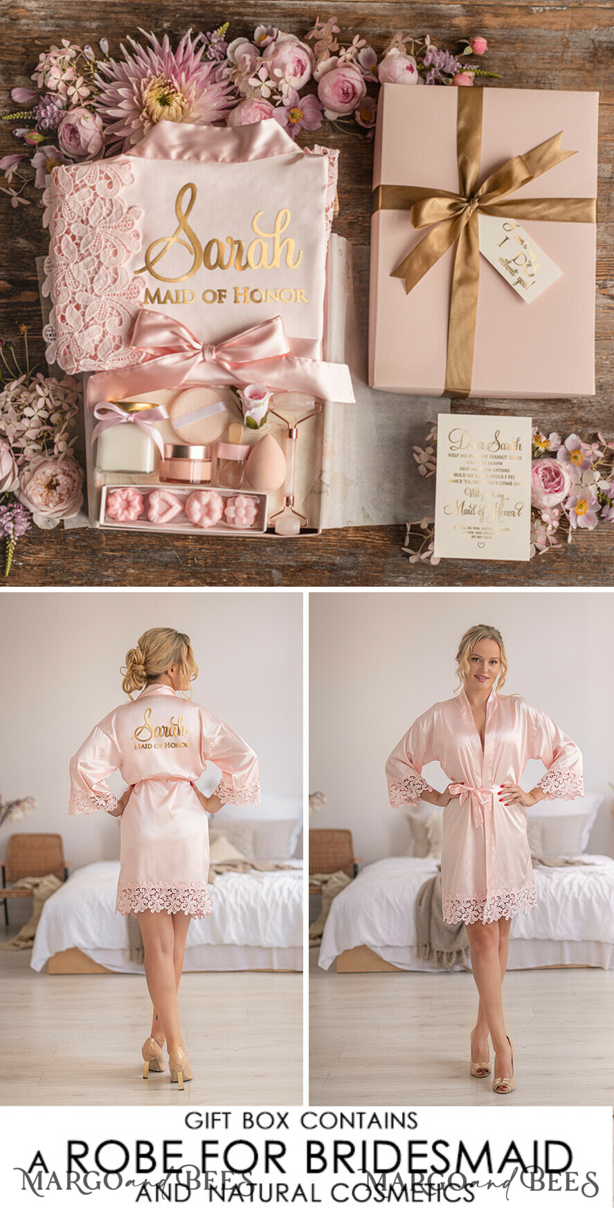 BRIDESMAID/BEST MAN BOX WILL YOU BE MY BRIDESMAID Maid Of Honor Wedding Present Box, Satin Robe Bridesmaid Proposal, natural set for wedding