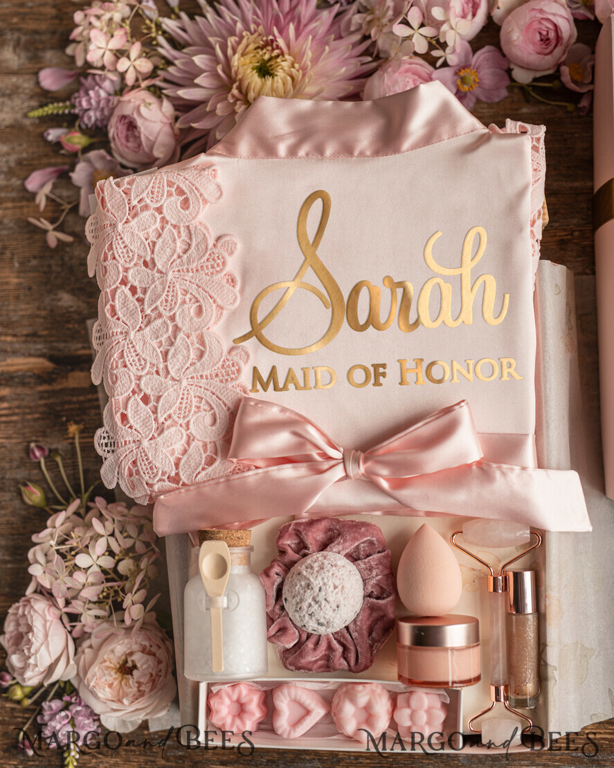 BRIDESMAID/BEST MAN BOX WILL YOU BE MY BRIDESMAID Bridesmaid Luxury Satin Robe, Maid of Honor Gift Box, Spa Day cosmetic wedding set