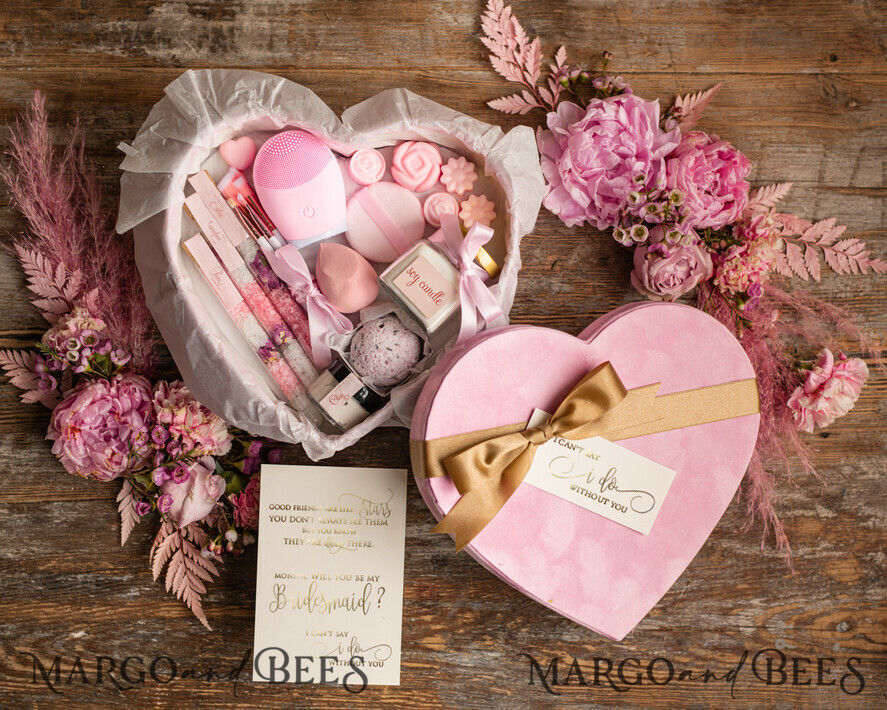 BRIDESMAID/BEST MAN BOX WILL YOU BE MY BRIDESMAID Velvet heart Present Box, Bridesmaid Gift Box, Natural Spa Day Maid Of Honor Proposal Box Set