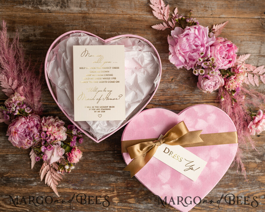 BRIDESMAID/BEST MAN BOX WILL YOU BE MY BRIDESMAID Bridesmaid Proposal Velvet heart Box, Will You Be My Bridesmaid Gift, Will you be My Maid of Honor Proposal Gift Box Set with mug