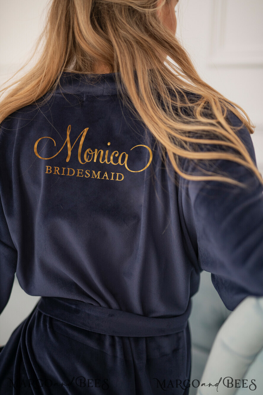BRIDESMAID/BEST MAN BOX WEDDING ROBE Navy wedding robe for bride with your foil inscription. Gift for Maid of Honor; Will you be my bridesmaid gift
