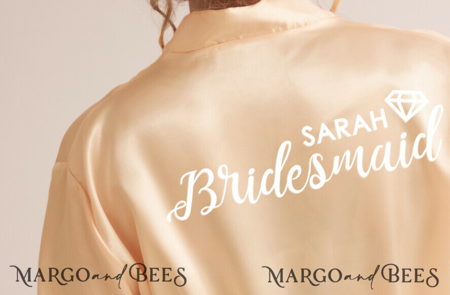 BRIDESMAID/BEST MAN BOX WEDDING ROBE Champagne satin Maid of Honor robe, Elegant Robe for Bridesmaid, with your custom inscription, Soft Bridesmaid Wedding Robe