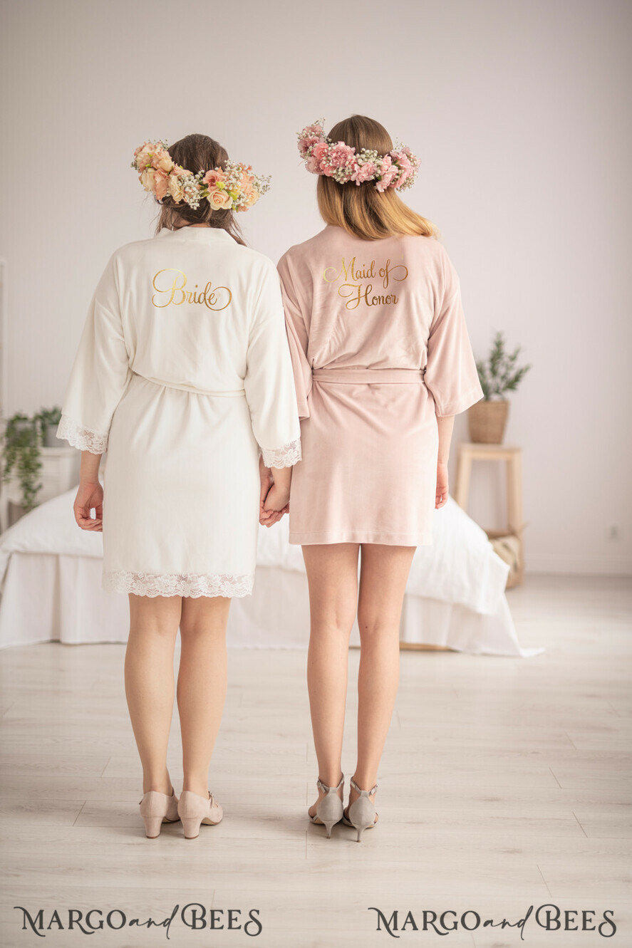BRIDESMAID/BEST MAN BOX WEDDING ROBE Gift for Maid of Honor; Will you be my bridesmaid gift. wedding soft robe velvet, Blush romantic wedding robe